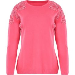Koralowy Sweter Two Princes. Pomarańczowe swetry klasyczne damskie Born2be, l, z koronki, z okrągłym kołnierzem. Za 79,99 zł.