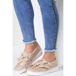 Trampki damskie slip on: Beżowe Slip On Pretty Bird