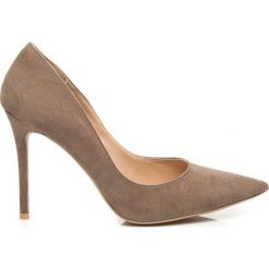 Buty ślubne damskie: Khaki czółenka na szpilce zamszowe
