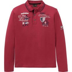 Shirt polo, długi rękaw bonprix ciemnoczerwony. Czerwone koszulki męskie bonprix, s, z aplikacjami, z długim rękawem. Za 49,99 zł.