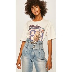 Pinko - T-shirt + torba. Białe bluzki damskie Pinko, s, z nadrukiem, z bawełny, z okrągłym kołnierzem. Za 399,90 zł.