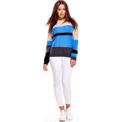 Sweter w pasy. Swetry damskie Made in Poland, uniwersalny, bez wzorów, z wełny, bez rękawów, bez kaptura. Za 129,00 zł.