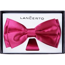 Mucha Amarantowa. Białe muszki męskie LANCERTO, bez wzorów, z dzianiny, eleganckie. W wyprzedaży za 39,90 zł.