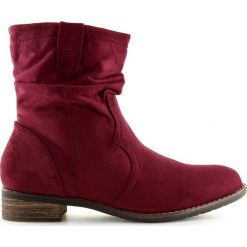 Czerwone Botki damskie bordowe 99-135 Red. Czerwone botki damskie ButyModne, na jesień, klasyczne, bez obcasa, na zamek. W wyprzedaży za 109,00 zł.