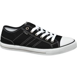 Tenisówki męskie Fila czarne. Czarne trampki męskie Fila, bez wzorów, z gumy, sportowe, bez zapięcia. Za 99,90 zł.