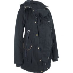 Parka ciążowa z wstawką niemowlęcą na nosidełko bonprix czarny. Czarne płaszcze damskie bonprix, bez wzorów, bez kaptura. Za 269,99 zł.