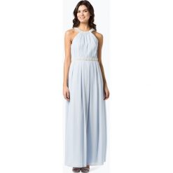 Marie Lund - Damska sukienka wieczorowa, niebieski. Niebieskie sukienki damskie marki Marie Lund, z aplikacjami, z szyfonu, eleganckie, bez kołnierzyka, bez rękawów. Za 699,95 zł.