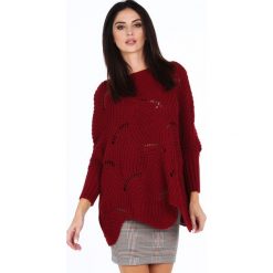 Sweter w ażurowe wzory bordowy 0205. Czerwone swetry klasyczne damskie marki Fasardi, w ażurowe wzory. Za 169,00 zł.