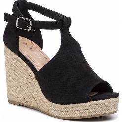 Espadryle JENNY FAIRY - WF19125-1 Black. Czarne espadryle damskie Jenny Fairy, bez wzorów, ze skóry ekologicznej, bez obcasa, na obcasie. Za 99,99 zł.