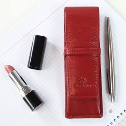 KRENIG Classic 12032 czerwone skórzane etui na długopisy - Czerwony. Czerwone etui męskie Krenig, ze skóry. Za 69,99 zł.