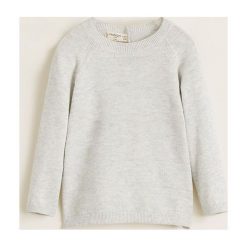 Mango Kids - Sweter dziecięcy Stones 80-104 cm. Szare swetry chłopięce marki Mango Kids, bez wzorów, z bawełny, z okrągłym kołnierzem. Za 59,90 zł.