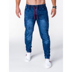 Joggery męskie: SPODNIE MĘSKIE JEANSOWE JOGGERY P710 – NIEBIESKIE