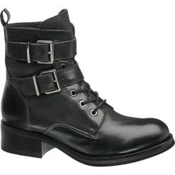 Botki damskie 5th Avenue czarne. Czarne botki damskie na zamek marki 5th Avenue, z materiału, na obcasie, na sznurówki. Za 239,90 zł.