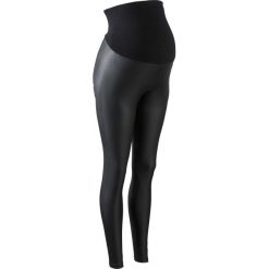 Legginsy ciążowe: Legginsy ciążowe z materiału w optyce skóry bonprix czarny