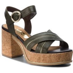 Sandały GABOR - 81.810.20 Olive. Zielone klapki damskie Gabor, bez wzorów, ze skóry, bez obcasa, na obcasie. W wyprzedaży za 389,00 zł.