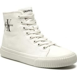 Trampki CALVIN KLEIN JEANS - Idelle R7800 Bright White. Brązowe półbuty damskie Calvin Klein Jeans, na co dzień, bez wzorów, z jeansu, bez obcasa, bez zapięcia. W wyprzedaży za 219,00 zł.