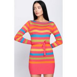Koralowa Sukienka Never See. Pomarańczowe sukienki dzianinowe Born2be, l, oversize. Za 39,99 zł.