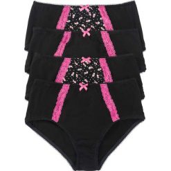 Figi: Figi „maxi” (4 pary) bonprix czarno-różowy w kwiaty