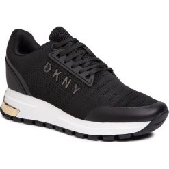 Sneakersy DKNY - Melz K1033411 Black. Czarne półbuty damskie DKNY, bez wzorów, ze skóry ekologicznej, bez obcasa, na płaskiej podeszwie, bez zapięcia. Za 599,00 zł.