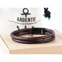 BRANSOLETKA Męska SKÓRZANA. Bransoletki męskie Argento akcesoria, ze stali. Za 79,00 zł.