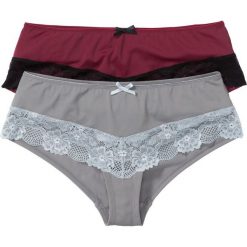 Figi: Figi „panty” (2 pary) bonprix bordowo-czarny + ciemnoszaro-srebrnoszary