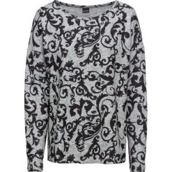 Miękki shirt z nadrukiem bonprix szary melanż - czarny wzorzysty. Szare koszulki damskie marki bonprix, z nadrukiem, bez kołnierzyka, bez rękawów. Za 89,99 zł.
