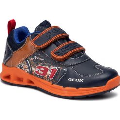 Sneakersy GEOX - J Dakin B. A J949FA 05411 C0820 D Navy/Orange. Niebieskie trampki chłopięce Geox, bez wzorów, ze skóry ekologicznej, na rzepy. W wyprzedaży za 219,00 zł.