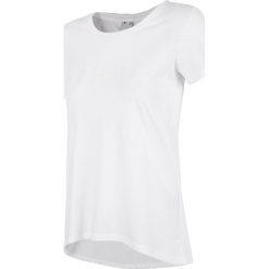 T-shirt damski TSD016 - biały. Białe t-shirty damskie 4f, bez wzorów, bez kołnierzyka. W wyprzedaży za 49,99 zł.