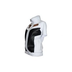Bluza z krótkim rękawem- Contrast Line. Białe bluzy damskie rozpinane marki Agnieszka martini, z bawełny, wizytowe. Za 296,65 zł.