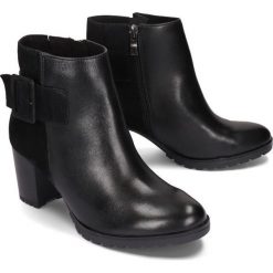 CAPRICE 25432-23 019 black combination, botki damskie. Czarne botki damskie Caprice, bez obcasa, na obcasie, z paskami. Za 349,90 zł.