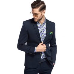 Marynarka LEONARDO MAGS000231. Niebieskie marynarki męskie Giacomo Conti, m, bez wzorów, z elastanu, klasyczne. Za 549,00 zł.