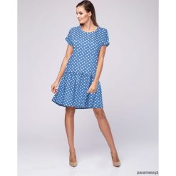 Sukienka damska Polka Dots LOOK 607 grochy. Niebieskie sukienki damskie Pakamera, w grochy, bez kołnierzyka, bez rękawów, midi. Za 239,00 zł.