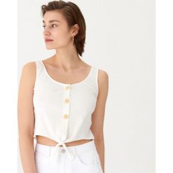 Top z wiązaniem u dołu - Biały. Białe topy damskie House, s, bez wzorów, bez kołnierzyka. Za 35,99 zł.