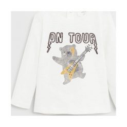 Mango Kids - Longsleeve dziecięcy Tour 89-104 cm. Białe t-shirty chłopięce Mango Kids, z nadrukiem, z bawełny, bez rękawów. Za 45,90 zł.