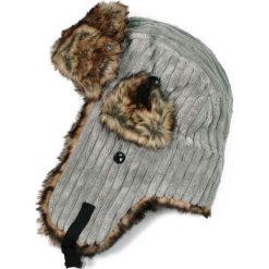 Czapka damska Uszanka Sztruksowa szaro-brązowa. Szare czapki zimowe damskie marki Art of Polo, z wełny. Za 37,60 zł.