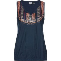 Top z dżerseju z przędzy mieszankowej bonprix ciemnoniebieski z nadrukiem. Niebieskie topy damskie bonprix, z nadrukiem, z dżerseju. Za 34,99 zł.