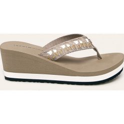 Tommy Hilfiger - Japonki. Szare koturny damskie TOMMY HILFIGER, bez wzorów, z gumy, bez obcasa, na obcasie. Za 229,90 zł.