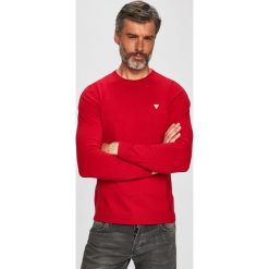 Guess Jeans - Sweter. Czerwone swetry damskie Guess Jeans, s, z aplikacjami, z jeansu, bez rękawów, bez kaptura. W wyprzedaży za 179,90 zł.