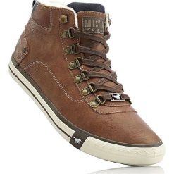 Wysokie sneakersy Mustang bonprix kasztanowy brąz. Pomarańczowe buty sportowe męskie bonprix, na sznurówki. Za 219,99 zł.