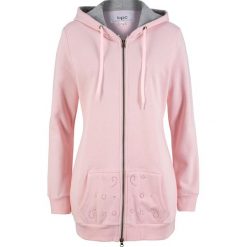 Bluza rozpinana z ażurowym wzorem bonprix pastelowy jasnoróżowy. Różowe bluzy damskie bonprix, bez wzorów, bez rękawów, bez kaptura. Za 59,99 zł.