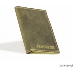Portfele męskie: Skórzany męski oliwkowy cienki portfel