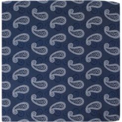 Elegancka, Męska Poszetka - ALTIES - Duży Wzór Paisley POSZALTTANIA0113. Niebieskie poszetki męskie Alties, paisley, z materiału, eleganckie. Za 16,90 zł.