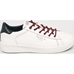 Pepe Jeans - Buty. Białe buty sportowe damskie Pepe Jeans, bez wzorów, z jeansu, sportowe. W wyprzedaży za 239,90 zł.