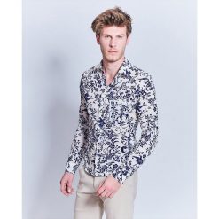 Koszula w kolorze kremowo-granatowym. Niebieskie koszule męskie Cacharel, m, z bawełny, klasyczne. W wyprzedaży za 289,95 zł.