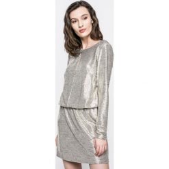 Answear - Sukienka. Szare sukienki mini ANSWEAR, na co dzień, l, z elastanu, casualowe, z okrągłym kołnierzem, proste. W wyprzedaży za 79,90 zł.