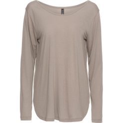 Shirt z długim rękawem i głębokim dekoltem z tyłu bonprix brunatny. Pomarańczowe koszulki damskie marki bonprix, bez wzorów, bez kołnierzyka, z długim rękawem. Za 44,99 zł.