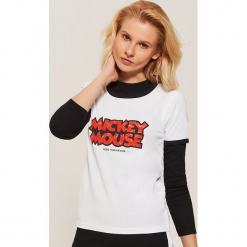 T-shirt Mickey Mouse - Biały. Białe t-shirty damskie marki House, l, z motywem z bajki. Za 39,99 zł.
