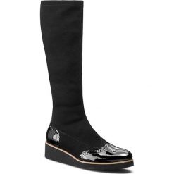 Kozaki SAGAN - 2601/1 Czarna Lycra/Czarny Lakier. Czarne kozaki damskie Sagan, ze skóry, bez obcasa, na obcasie, bez zapięcia. Za 299,00 zł.