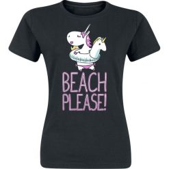 Beach Please Koszulka damska czarny. Czarne bluzki damskie marki Beach Please, xxl, z nadrukiem, z okrągłym kołnierzem. Za 32,90 zł.