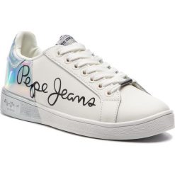 Sneakersy PEPE JEANS - Brompton Mania PLS30864 White 800. Białe półbuty damskie Pepe Jeans, z jeansu. W wyprzedaży za 249,00 zł.